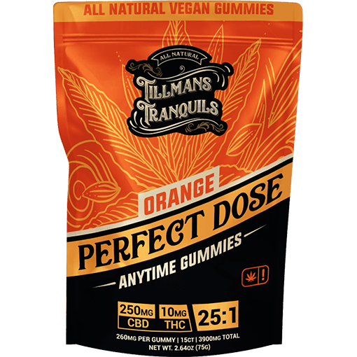 orange flavor 260mg total 10mg of thc  and 250mg of cbd gummies
