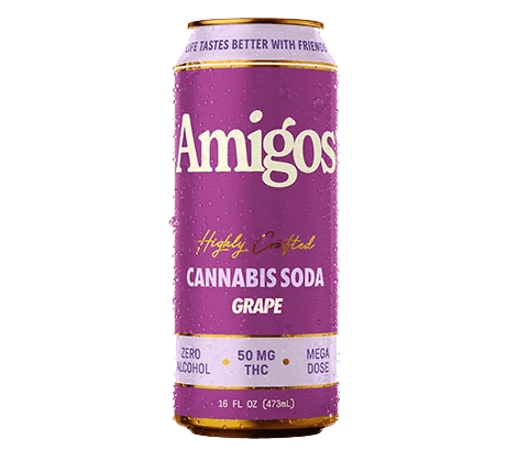 single can of Amigos grape thc soda, 50mg thc per can