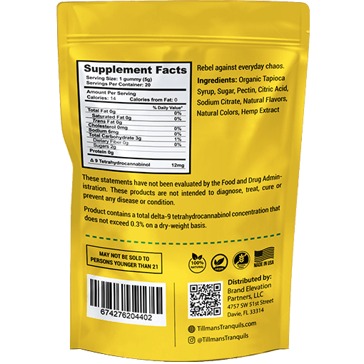 pineapple express 12mg thc gummies supplement facts panel