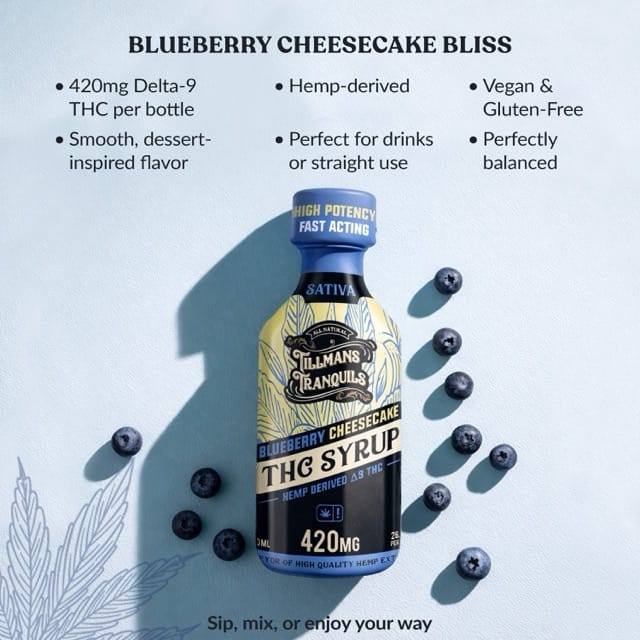 Blueberry Cheesecake THC Syrup 420mg - Delta 9 Drink Mix | Tillmans  Tranquils
