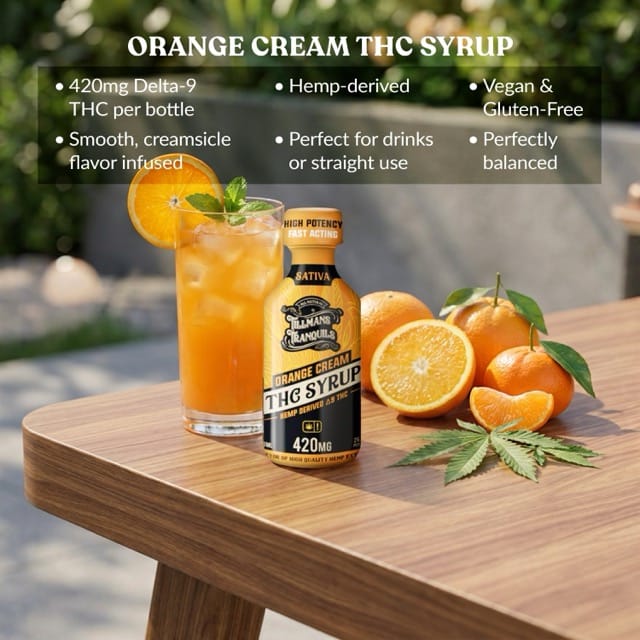Orange Cream THC Syrup 420mg - Delta 9 Drink Mix | Tillmans Tranquils