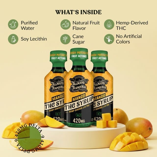 Mango THC Syrup 420mg - Delta 9 Drink Mix | Tillmans Tranquils
