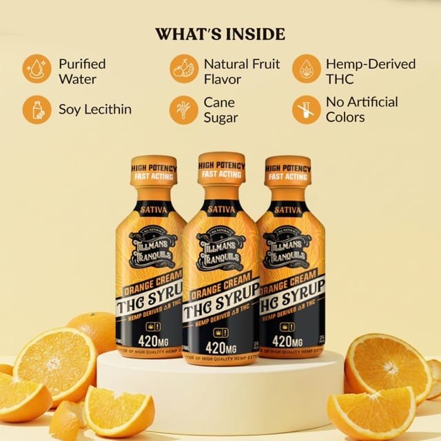 Orange Cream THC Syrup 420mg - Delta 9 Drink Mix | Tillmans Tranquils