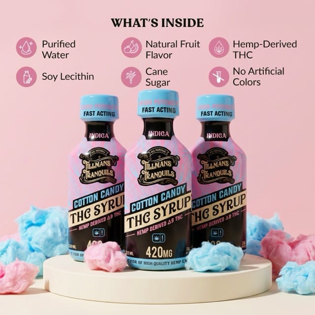 Cotton Candy THC Syrup 420mg - Delta 9 Drink Mix | Tillmans Tranquils