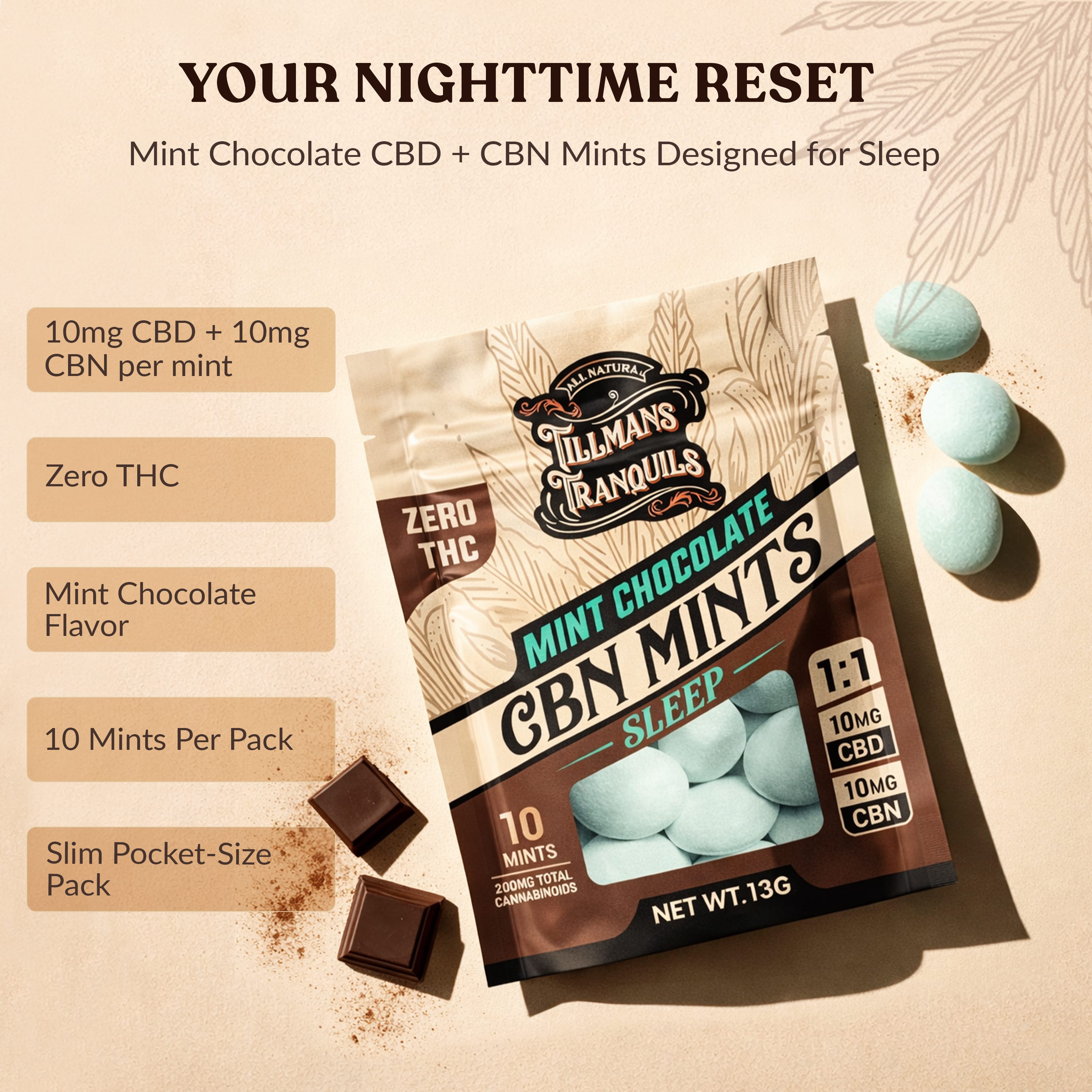 Delightful Mint Chocolate CBD Sleep Mints Infused with CBN