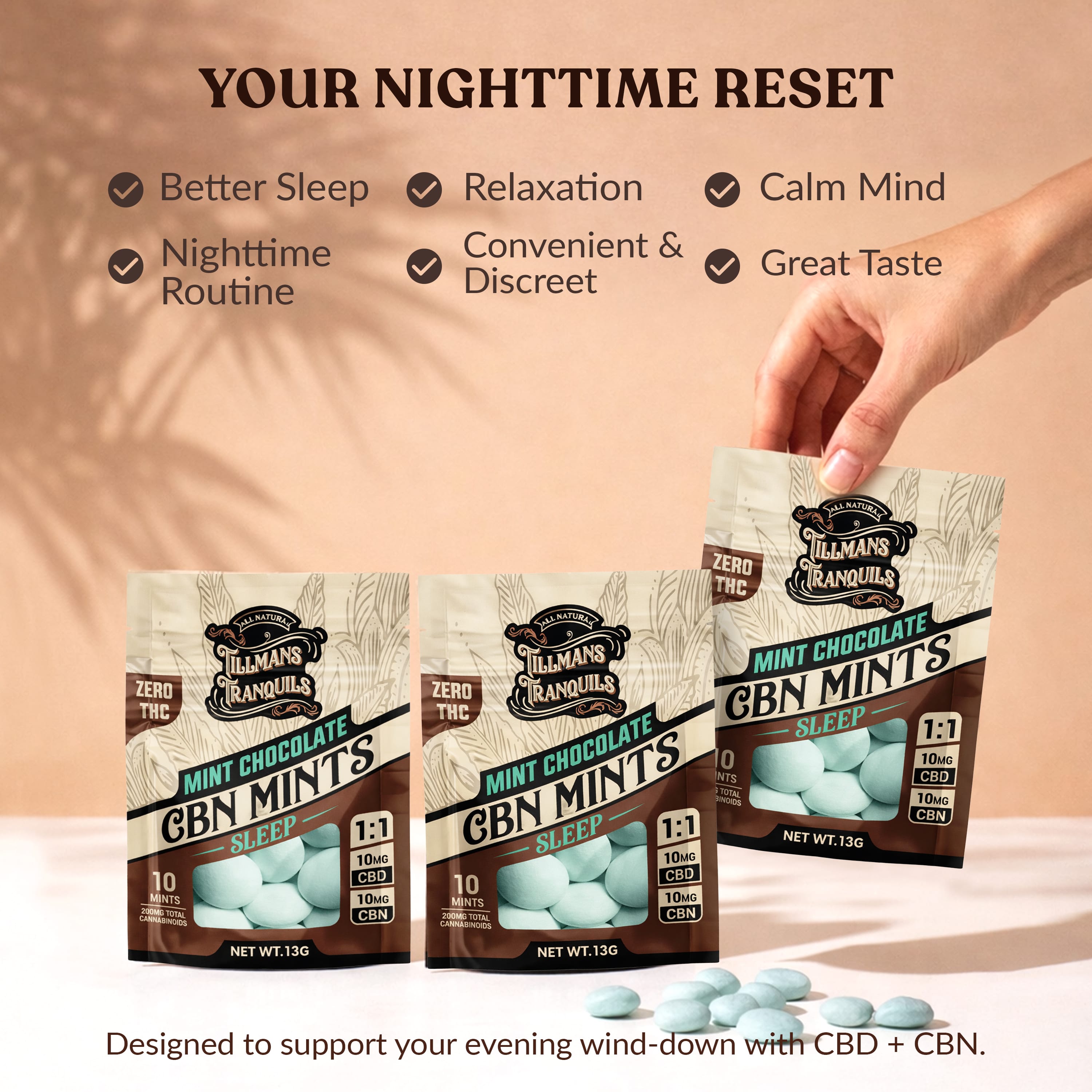 Delightful Mint Chocolate CBD Sleep Mints Infused with CBN
