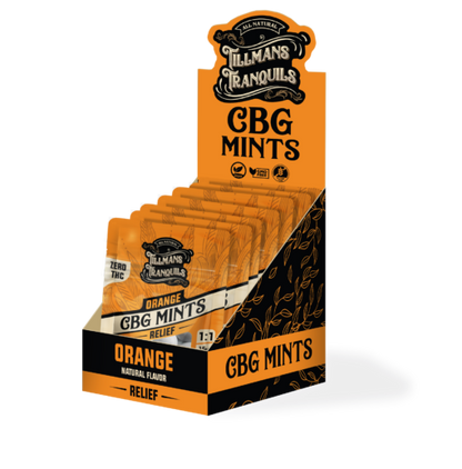 box of orange cbd mints